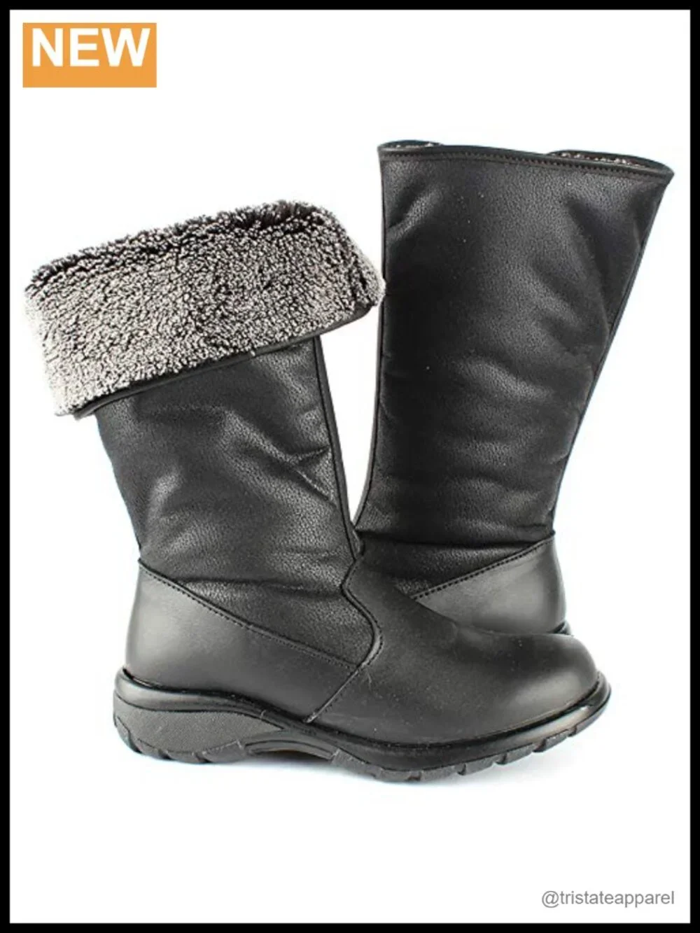 Waterproof Italian Leather Mid-Calf Boots with Faux Shearling